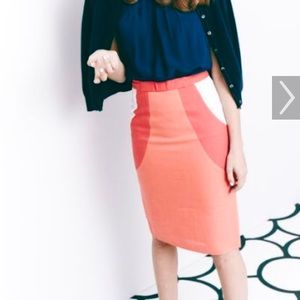 Johnny Boden color block orange pencil skirt